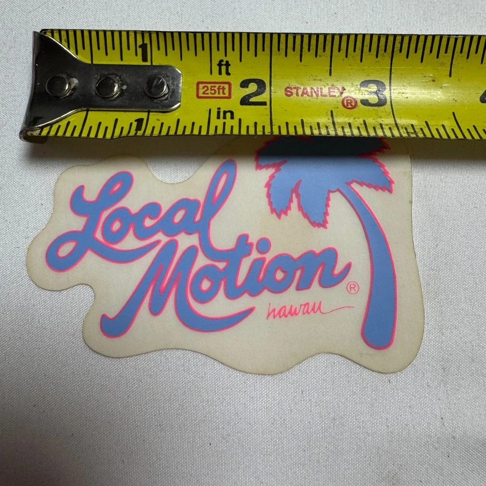 Vintage Local Motion Hawaii Surf Sticker Palm Tree Logo Blue Pink Decal 80s 90s